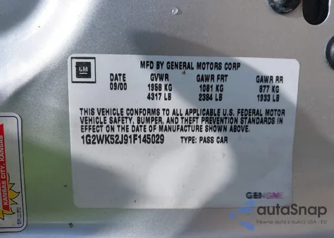 2001 Pontiac Grand Prix Se from USA, damaged, VIN 1G2WK52J91F145029